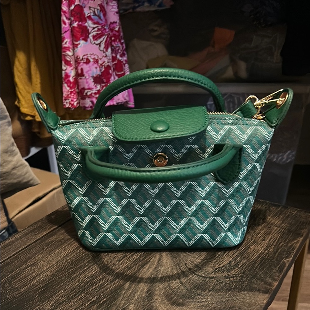 Green Patterned Women's Crossbody Handbag